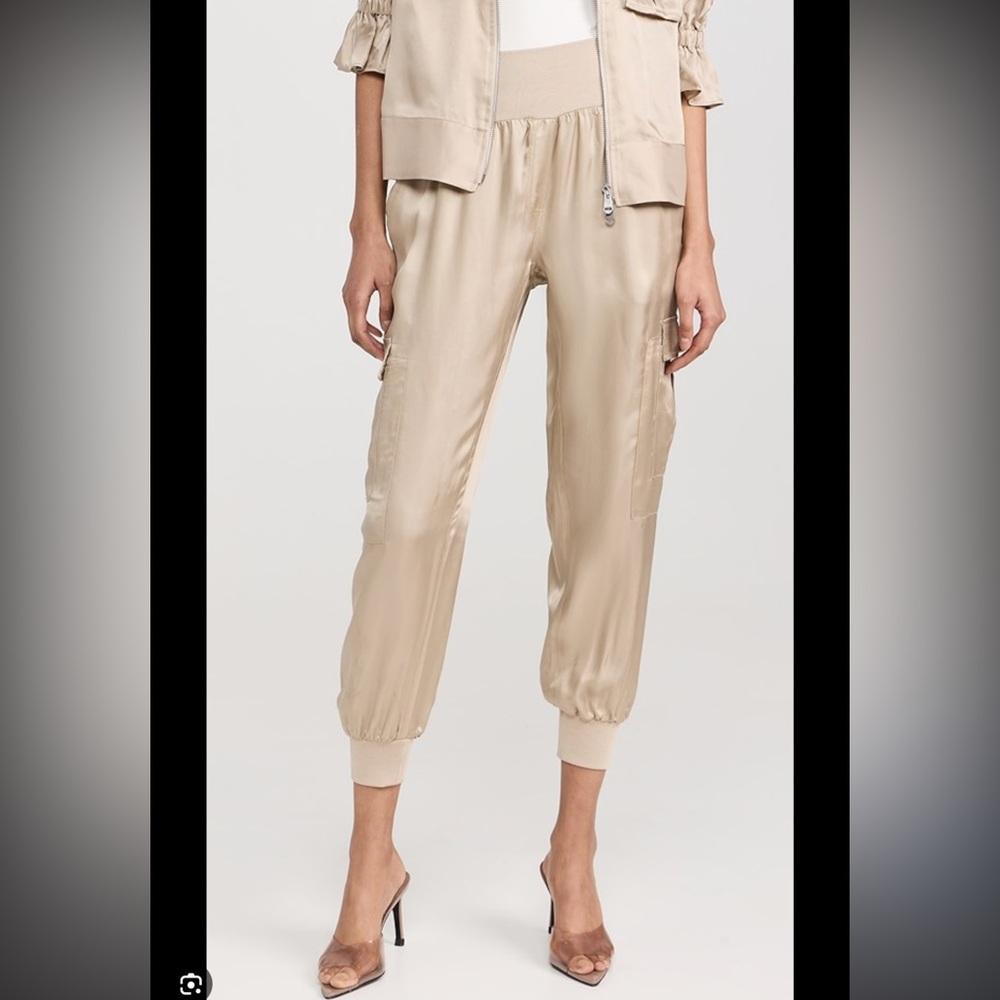 NWT Cinq a Sept Giles Women's Satin Jogger Pants - Cream